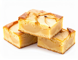 pear custard bars isolated on a white background