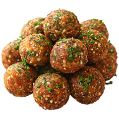 Many golden brown round food items close up