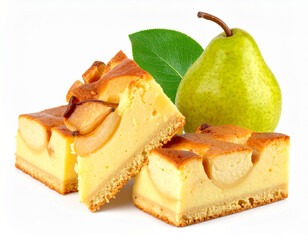 pear custard bars isolated on a white background