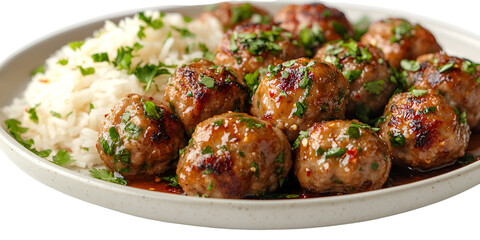 Meatballs and rice dish on a plate