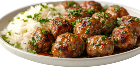 Meatballs and rice dish on a plate