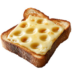 Melted cheese on toasted bread slice high quality image