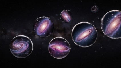 Fototapeta premium Conceptual depiction of multiple universes, bubble universes in space.