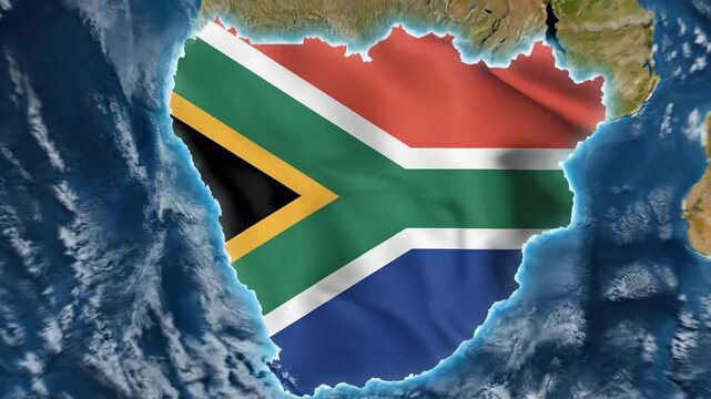 South Africa Flag Overlay on Africa Map - A Visual Representation.