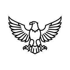 Stylized Eagle with Spread Wings Outline Icon