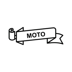 Moto Word on Ribbon Banner Line Icon