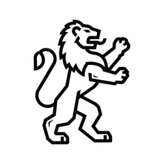 Fototapeta premium Minimalist Roaring Lion Rampant Line Art Icon for Logo Design