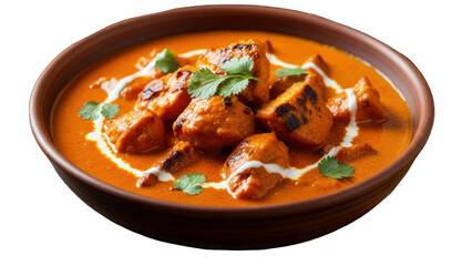 Chicken Tikka Masala in Bowl with Cream and Coriander
