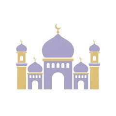 Fototapeta premium Kawaii Pastel Mosque Illustration for Islamic Celebration