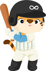illustration cute tiger baseball player
