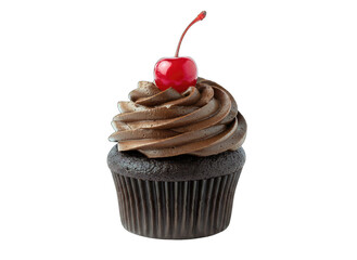 Chocolate Cupcake with Cherry on White
