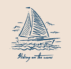 Illustration of a stylized sailboat.