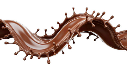 Chocolate Splash Flowing on White Background