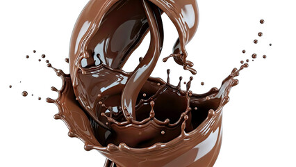 Chocolate Splash in Motion on White Background