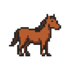 Fototapeta premium Horse vector icon: pixel style, simple horse design, 8 bit graphic symbol
