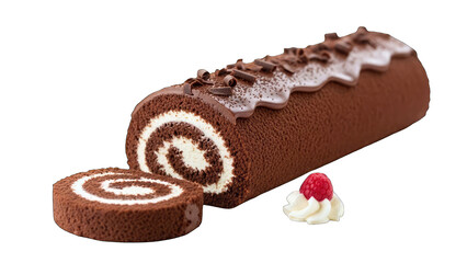 Chocolate Swiss Roll Cake with Raspberry and Whipped Cream