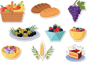 Fresh Food Sticker Collection Fruits, Bread, Sweets & Gifts