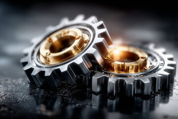 Metallic gears with intricate design showcasing craftsmanship and engineering excellence