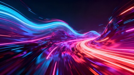 Abstract background with colorful neon light trails creating a futuristic and dynamic design look 100
