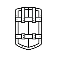 Fototapeta premium Medieval Wood Panel Shield Outline Icon
