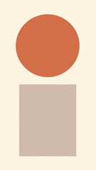 Fototapeta premium Abstract composition with a circle above a square in muted colors.