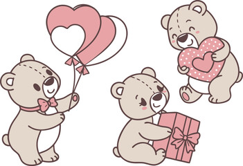 Cute teddy bears celebrating love, friendship, and sweet moments