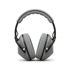 Professional gray noise cancelling headphones isolated on white background