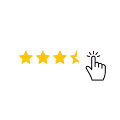 Obraz premium Customer Review Rating Stars with Clicking Hand Cursor.