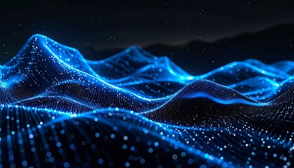 Neural-tech abstract 2026 background, symmetrical wave mesh, pulsing micro-lights, black & electric-blue palette, advanced AI brand identity.”