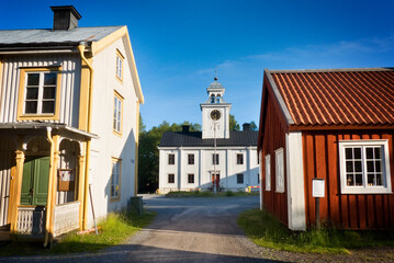Town square in Murberget Open Air Museum in Härnösand, Sweden
