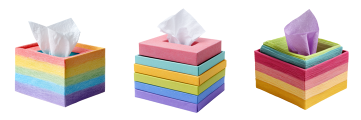 Set of Tissue box with soft shadows transparent png background. Ai generated