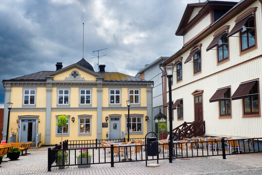 Old buildings on theTown Hall Square in Pite&aring;, Sweden
