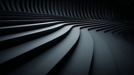 Black and white image of a staircase with a dark, moody atmosphere. The staircase appears to be made of metal