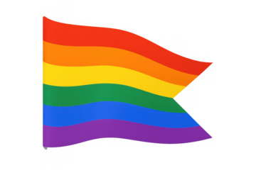 Waving rainbow pride flag flying, celebrating lgbtqia+ community, diversity, equality, and human rights on transparent background