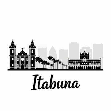 Itabuna Skyline Silhouette &mdash; Cocoa Capital of Southern Bahia Brazil Vector Illustration