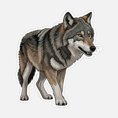 Obraz premium Digital Art of a Gray Wolf on White Background