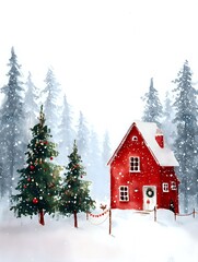 christmas house in the snow