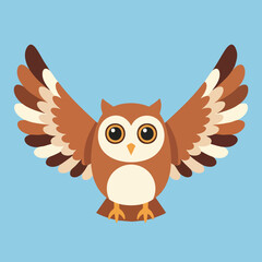 Cartoon Owl Flying Against Blue Sky