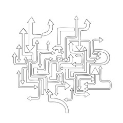 Complex Directional Flowchart with Multiple Arrows