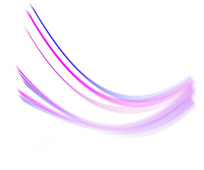 Futuristic neon curved speedy beams background in PNG