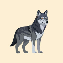Gray Wolf Standing Illustration