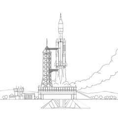 Line Art of Rocket Launchpad