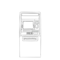 Simple Line Art of an ATM Machine