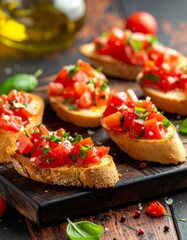 Knusprige selbstgemachte Bruschetta mit frischen Zutaten