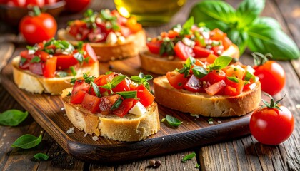 Knusprige selbstgemachte Bruschetta mit frischen Zutaten