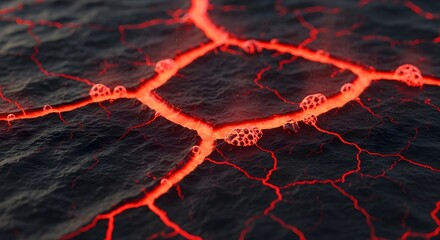 Molten lava flow texture background volcanic eruption magma fiery landscape abstract design wallpaper