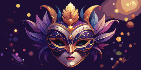 Ornate venetian masquerade mask with feathers and jewels