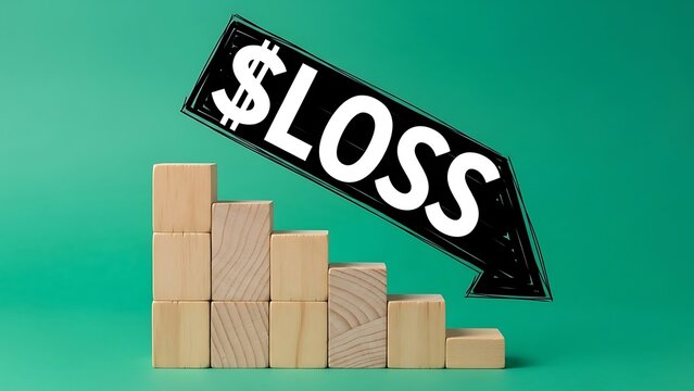 Financial loss declining graph with dollar sign - Powered by Adobe