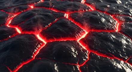 Volcanic lava texture background hot magma flow dark rock surface molten earth fiery hellscape landscape
