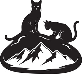 Mountain Cat Silhouettes Bundle | Black Vector Wildlife Cat Designs | Outdoor Mountain Cat SVG Set